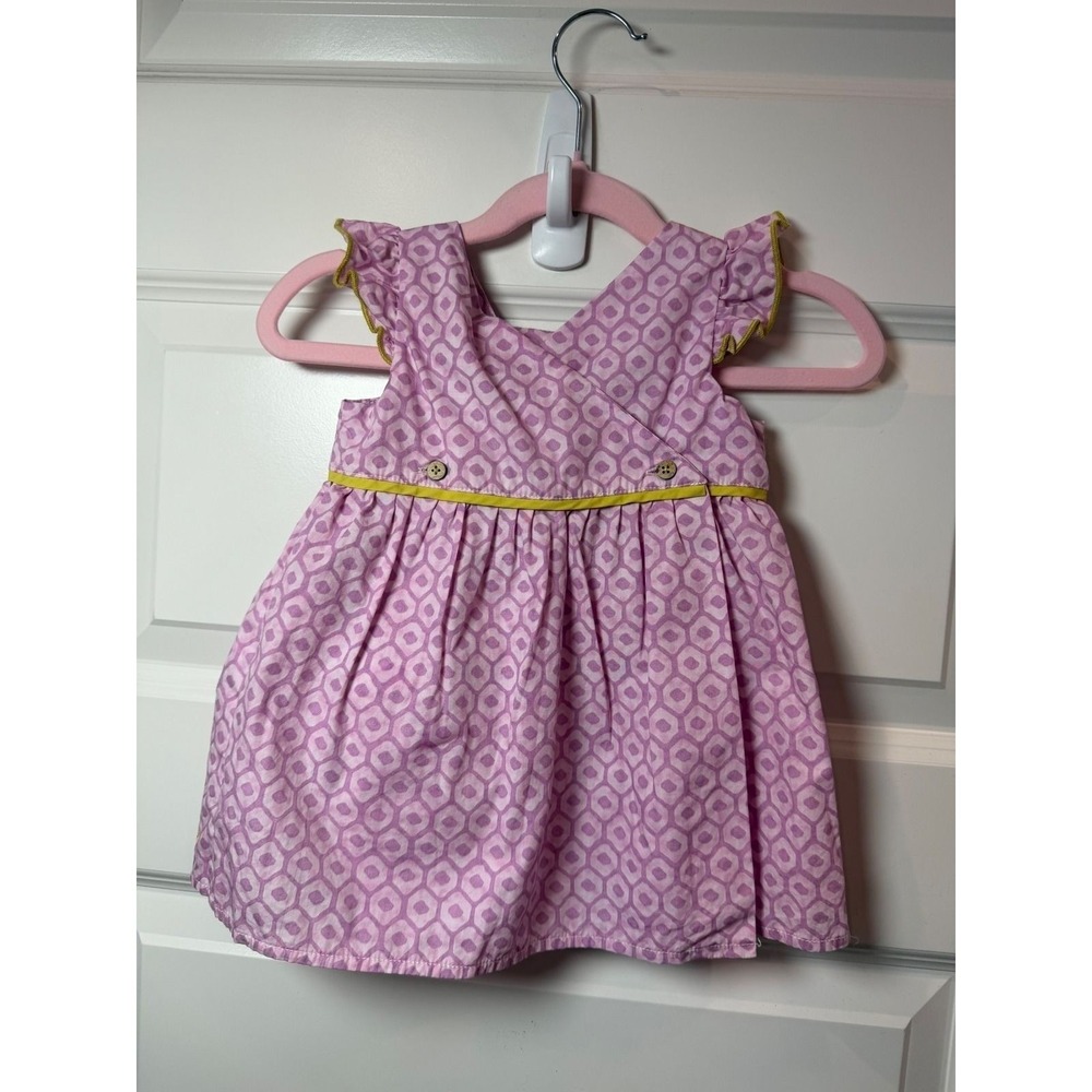 Margherita Missoni Baby Girl Purple Geometric Ruffle Crossover Back Dress 12M